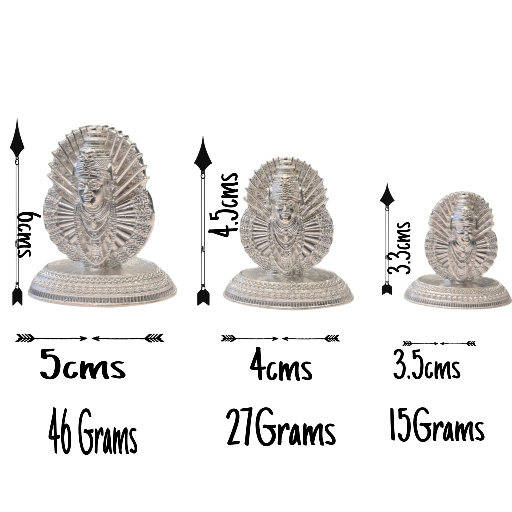 Pure Silver Yellamma Thalli Vigraham - Handcrafted Hindu Goddess Idol