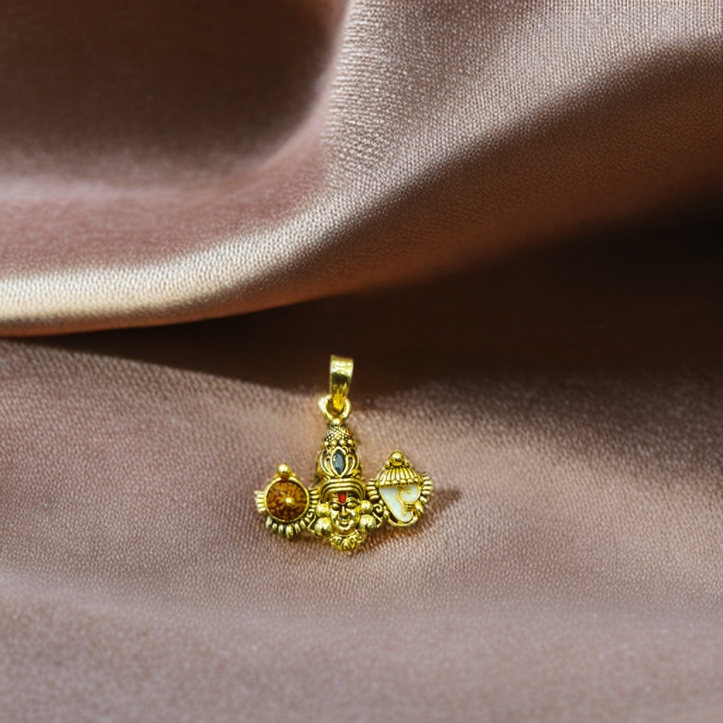 The Radiant 92.5 Silver Shankh Chakra Balaji Locket