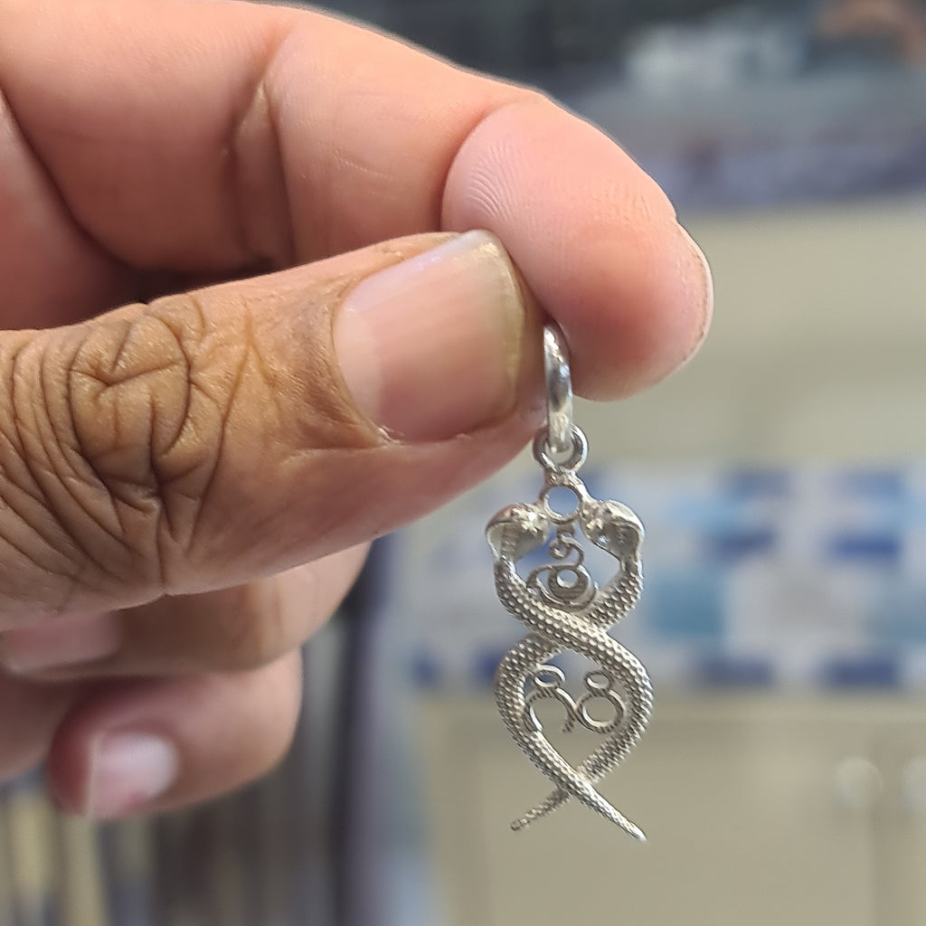 Nag Nagin Joda Silver Locket - Sacred Snake Couple Pendant for Protection & Prosperity