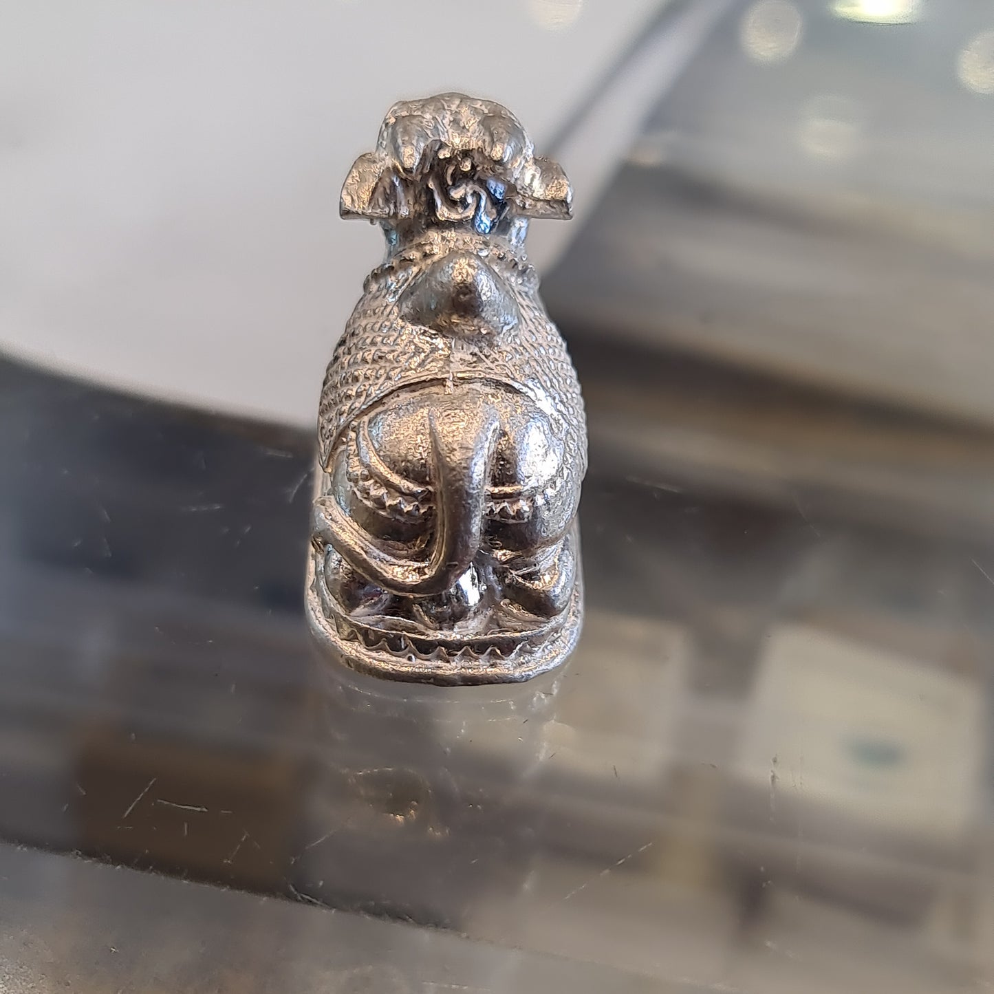 "Shimmering Serenity: The Beauty of a Solid Silver Nandi Idol"