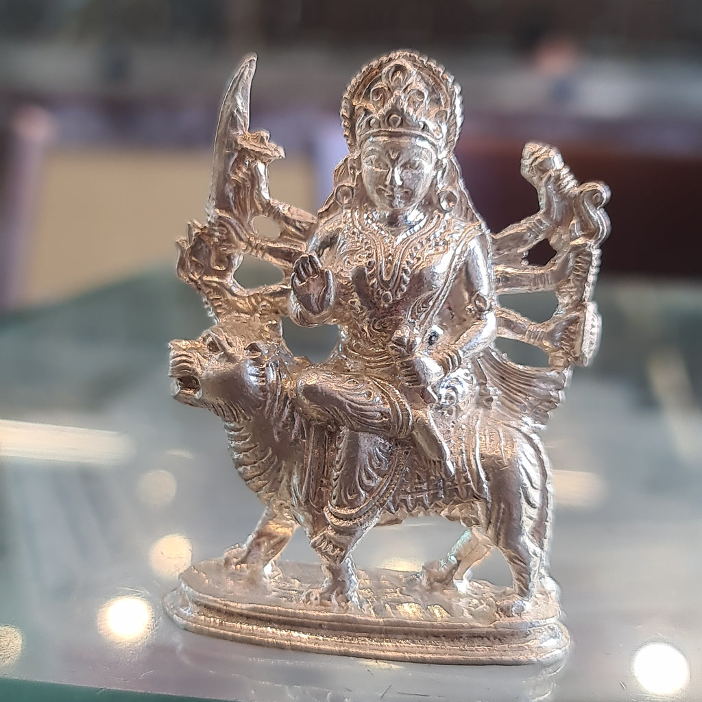 "Shine Bright: The Elegance of a Pure Silver Durga Mata Idol"