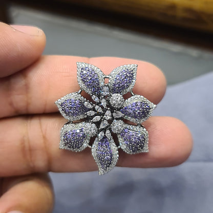 "Dazzle in Purple Blooms: The Ultimate Floral Finger Ring for Women"