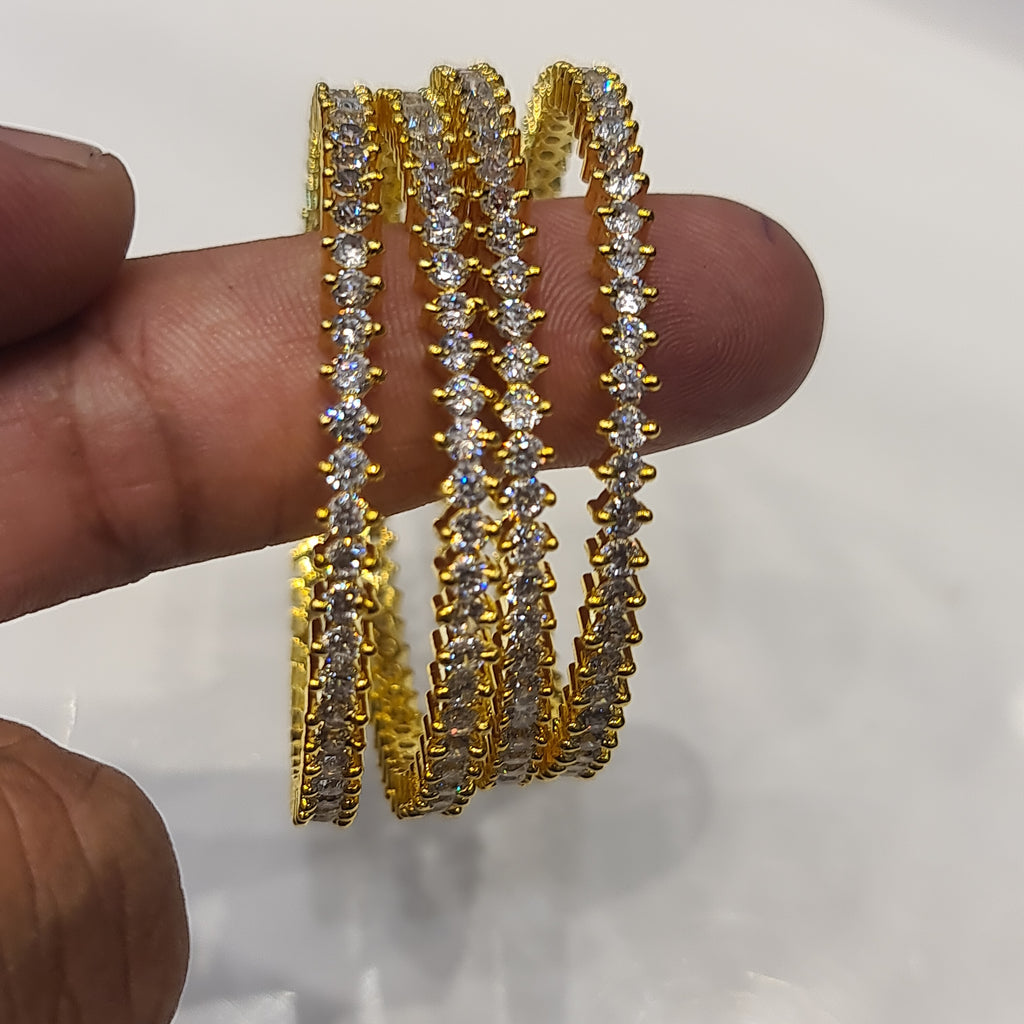 Sparkle & Shine: Luxury Gold-Plated American Diamond Baby Bangles for Girls