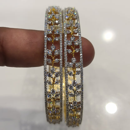 "Dazzle Without the Price Tag: Stunning Zircon Bangles Set That Sparkle Like Real Diamonds!"