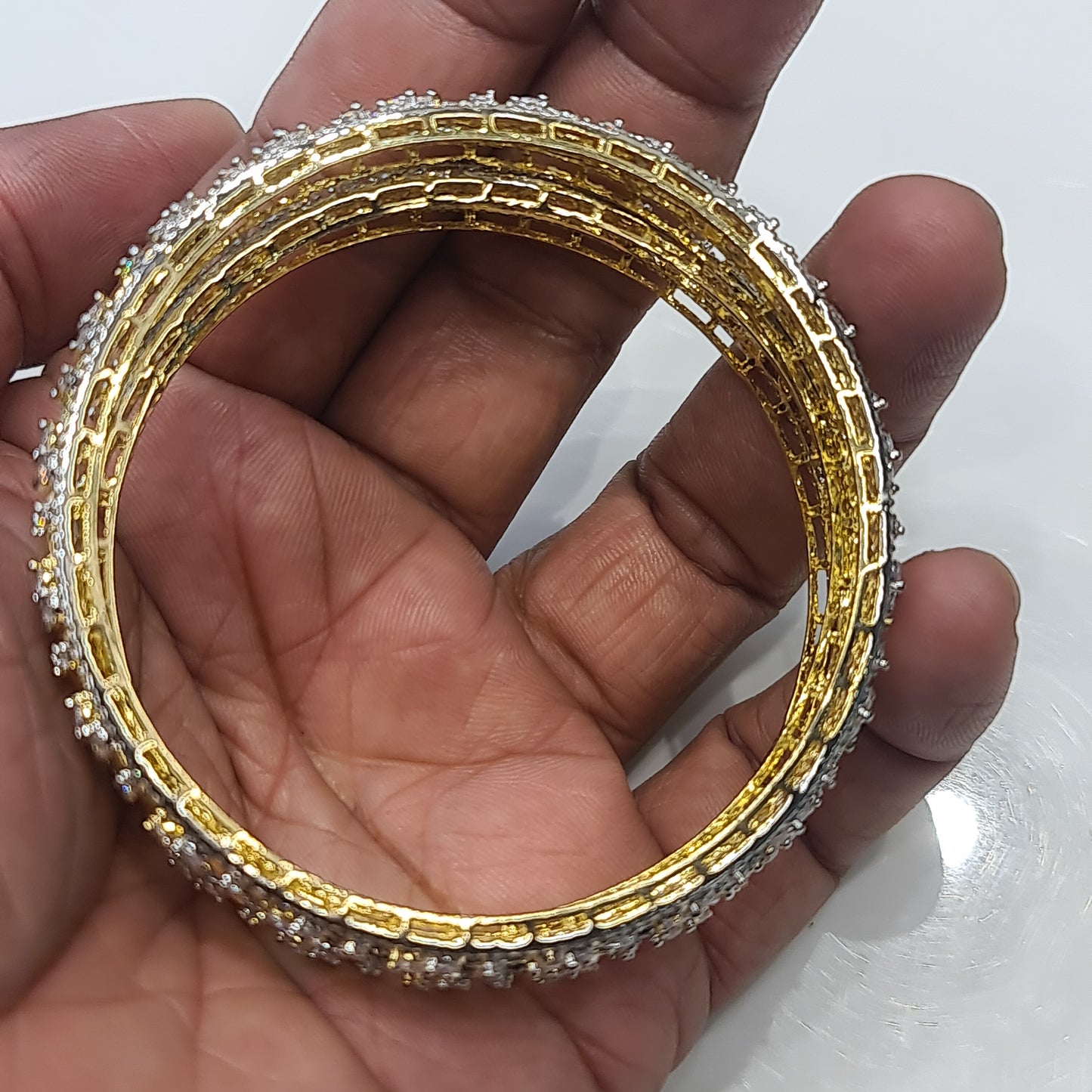 "Dazzle Without the Price Tag: Stunning Zircon Bangles Set That Sparkle Like Real Diamonds!"