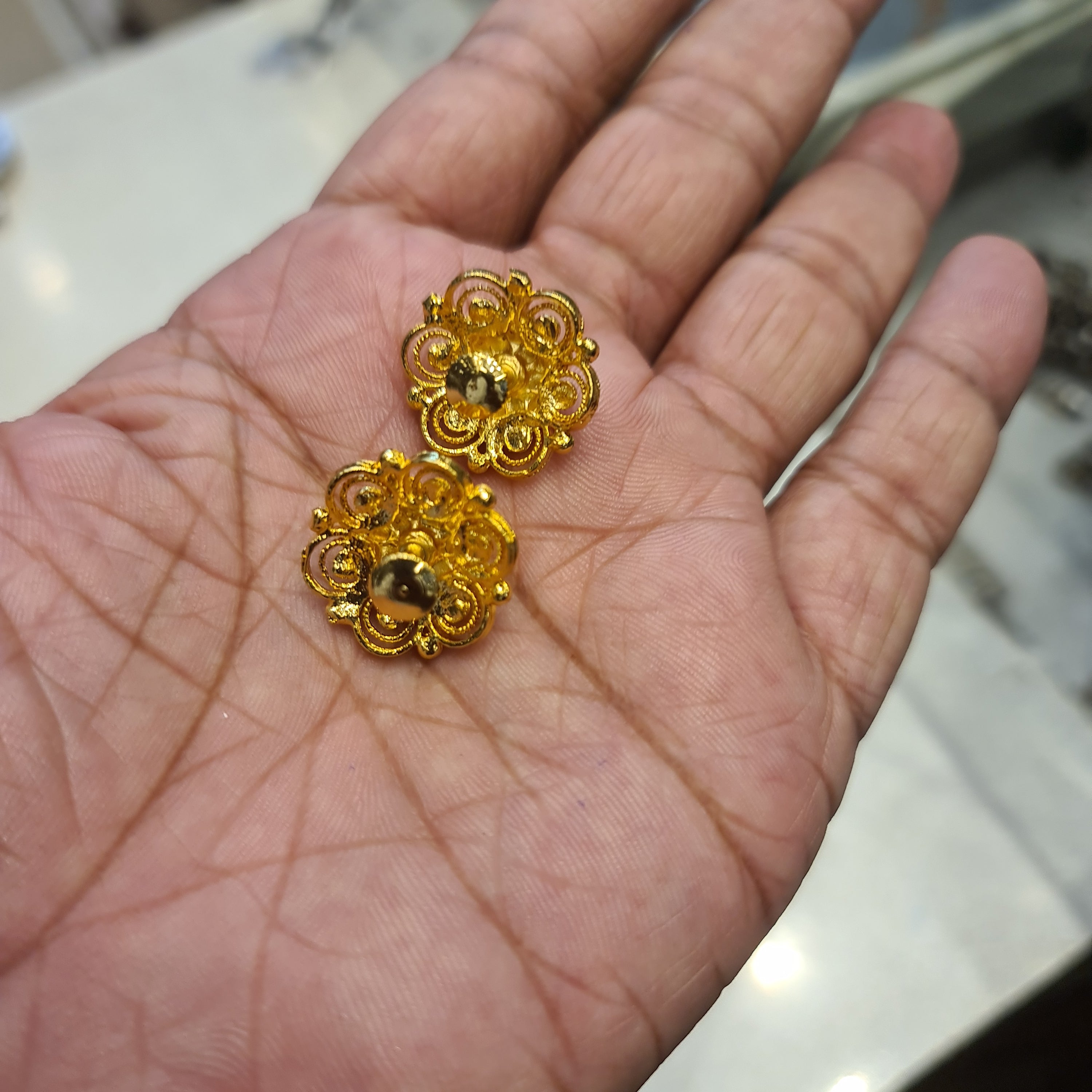 Stunning Gold Plated Earrings with Madrasi Screw - Elegant Wedding Jewelry