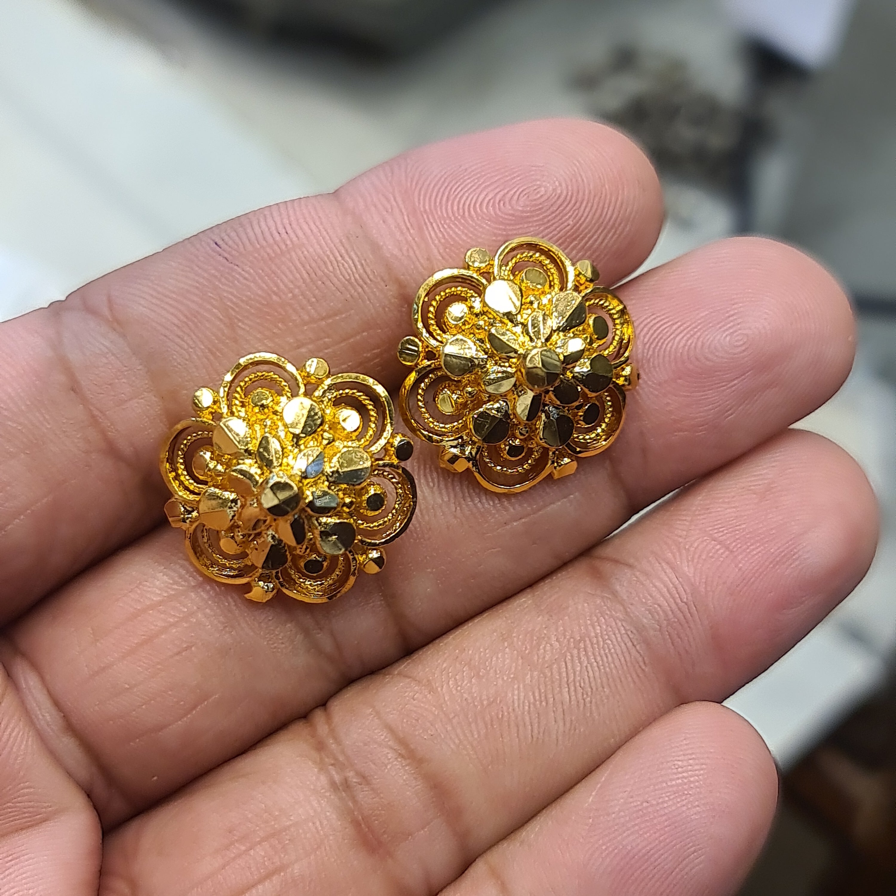 Stunning Gold Plated Earrings with Madrasi Screw - Elegant Wedding Jewelry