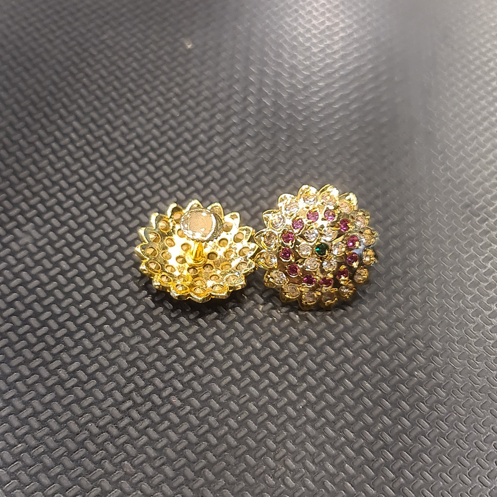 One Gram Gold Plated Kammalu Earrings - Traditional South Indian Daily Wear Studs