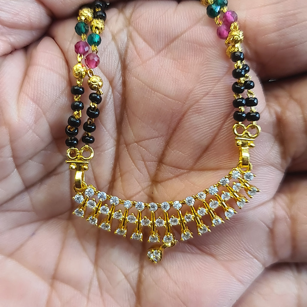 Radiant 26-Inch AD Mangalsutra | 24K Gold Plated American Diamond Beads Chain