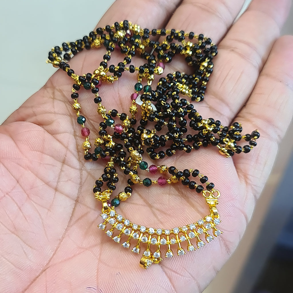 Radiant 26-Inch AD Mangalsutra | 24K Gold Plated American Diamond Beads Chain