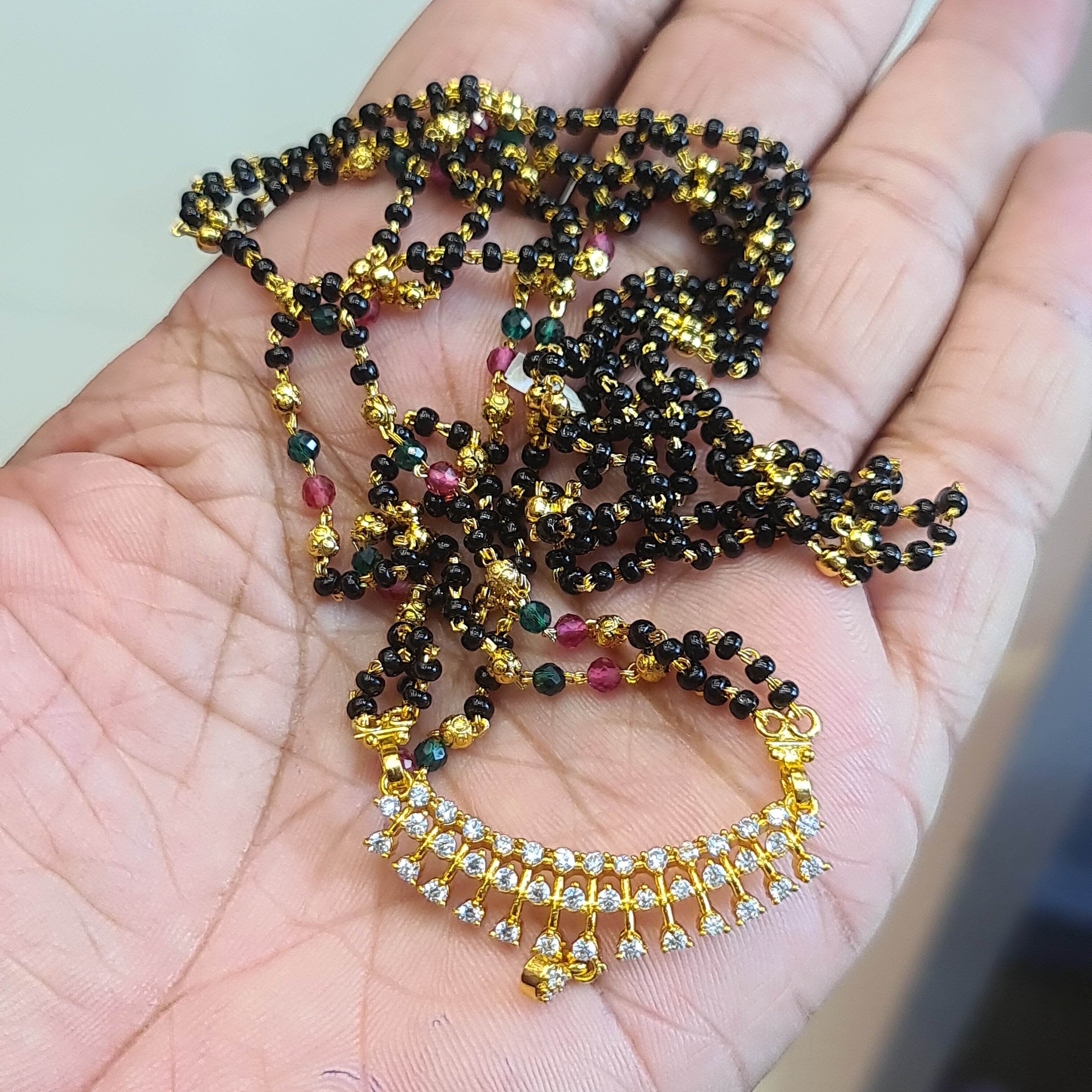 Radiant 26-Inch AD Mangalsutra | 24K Gold Plated American Diamond Beads Chain