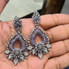 "Shimmering Elegance: Silver-Plated Stone-Studded Danglers for a Touch of Glamour"