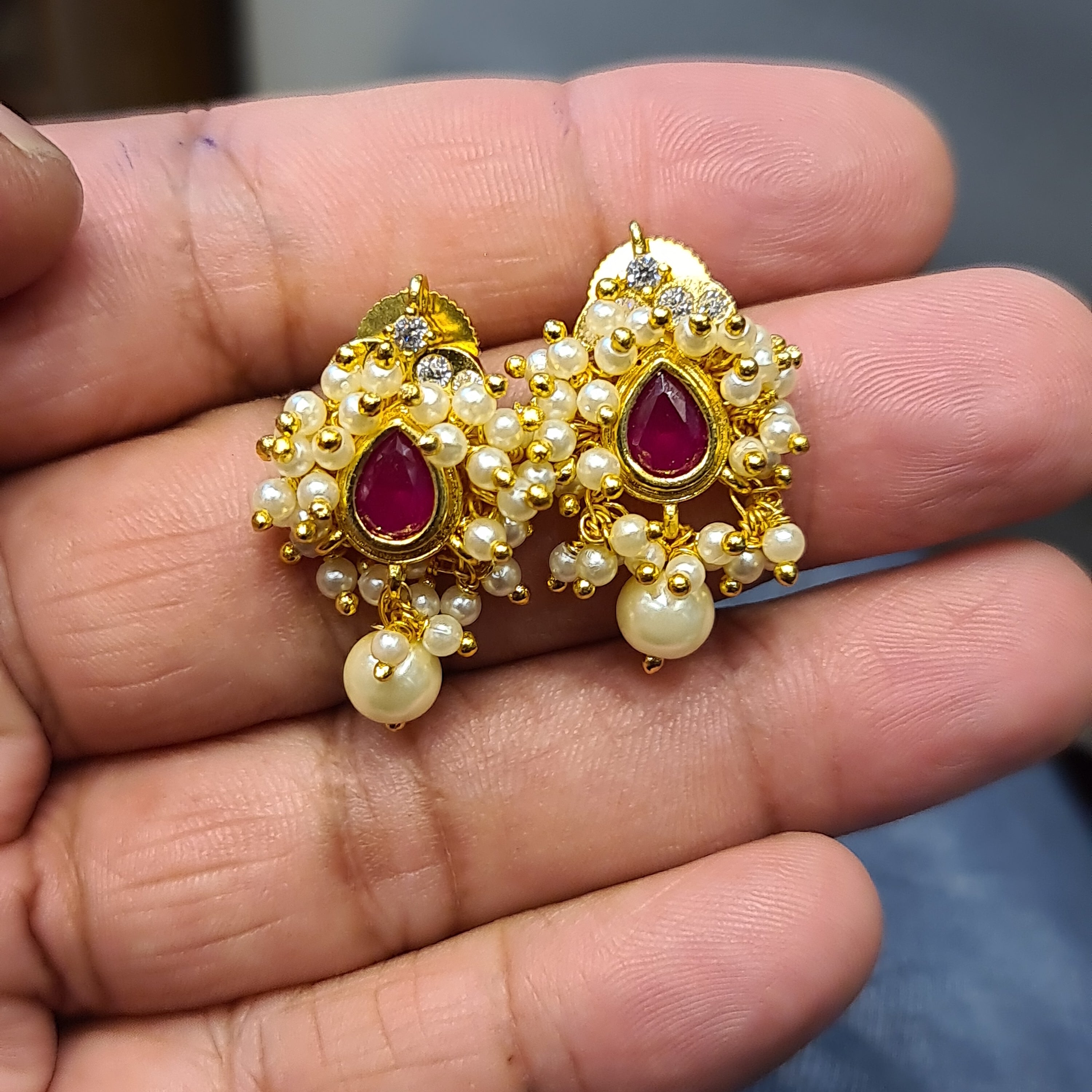 Silver Plated American Diamond Dangle Earrings - Office Wear