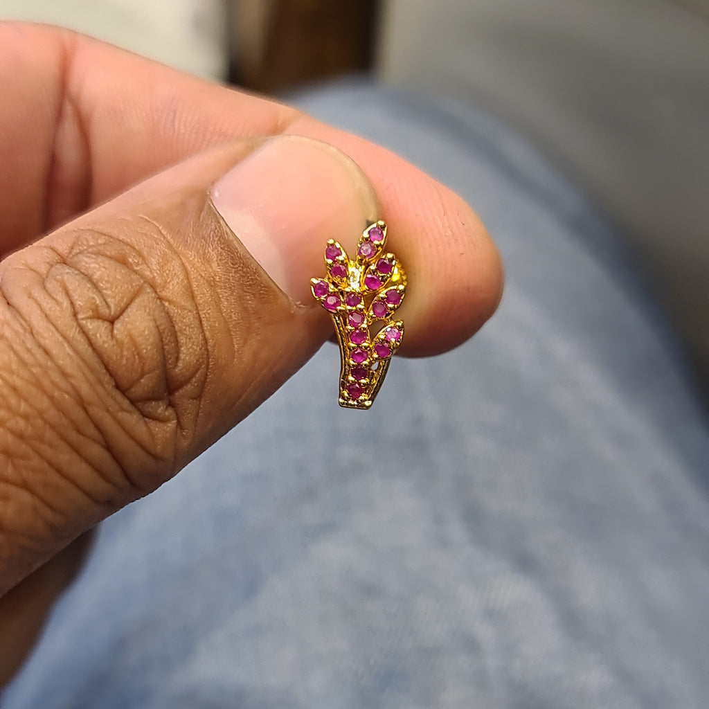 Ruby-Adorned Gold Plated Stud Earrings - Daily Wear Gemstone Jewelry