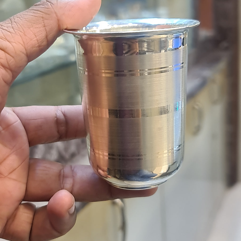 Pure Silver Glass 48g | 800 Purity Large Silver Tumbler for Water & Puja - 8cm