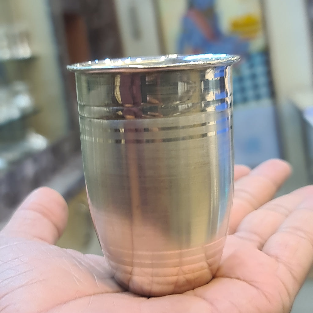 Pure Silver Glass 39g | 800 Purity Silver Tumbler for Water & Milk - 8cm