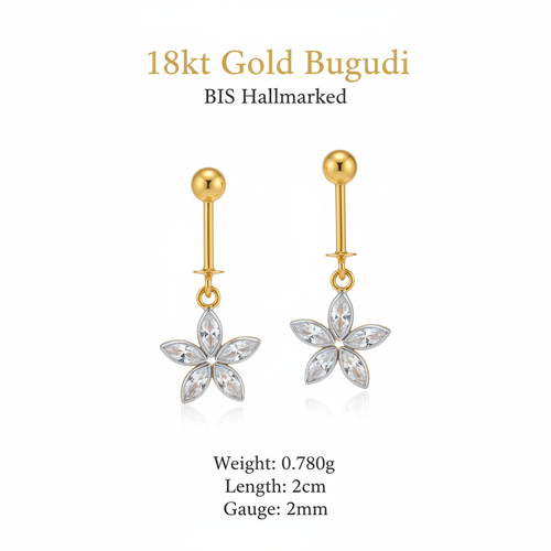 18 BIS Hallmarked Gold Bugudi with details