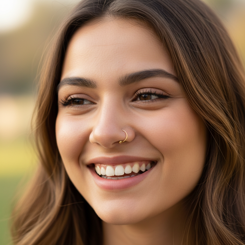 18K Gold Minimalist Hoop Nose Ring - Delicate Design