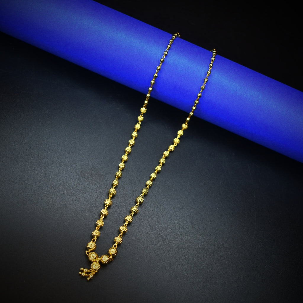 24K Gold Plated Balls Mala Necklace for Women - 18 Inches