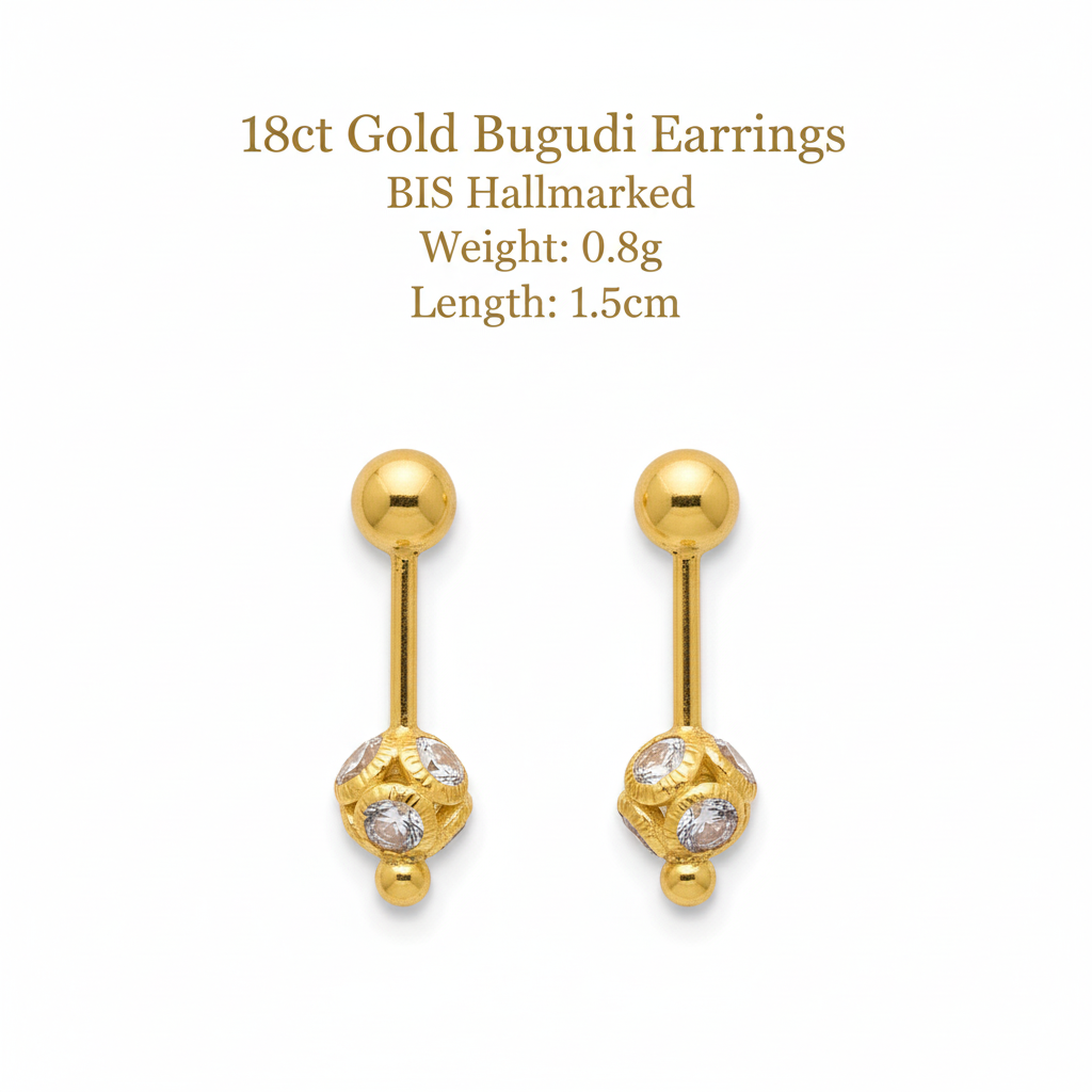 18ct Gold Bugudi Earrings with product details
