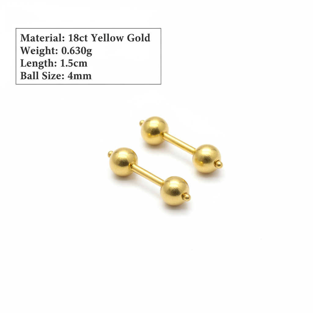 18ct Gold Bugudi Earrings with specifications