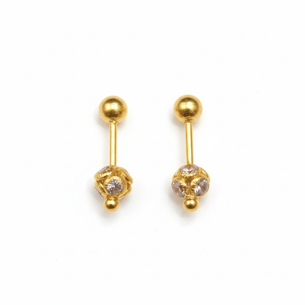 18ct Gold Traditional Bugudi Earrings with white background