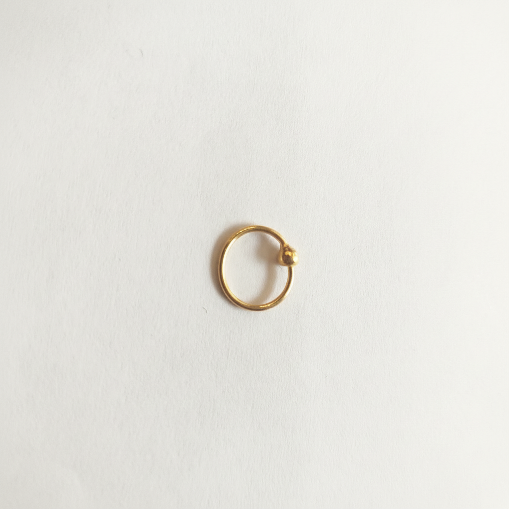 18K Gold Nose Ring - Pure White Background