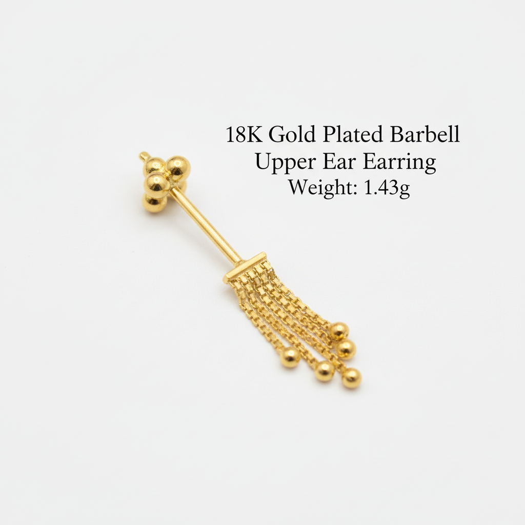 18K Gold Plated Barbell with details