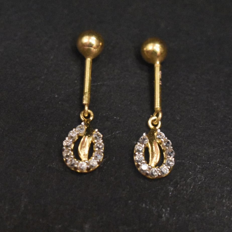 18k Bugudi/Coppu Earrings - Hallmarked Gold