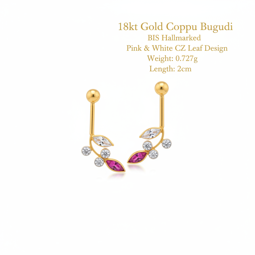 18kt Gold Coppu Bugudi Earrings with complete details