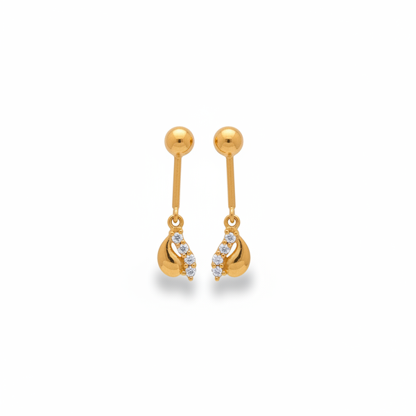 18kt Gold Coppu Bugudi Hoop Earrings - White Background