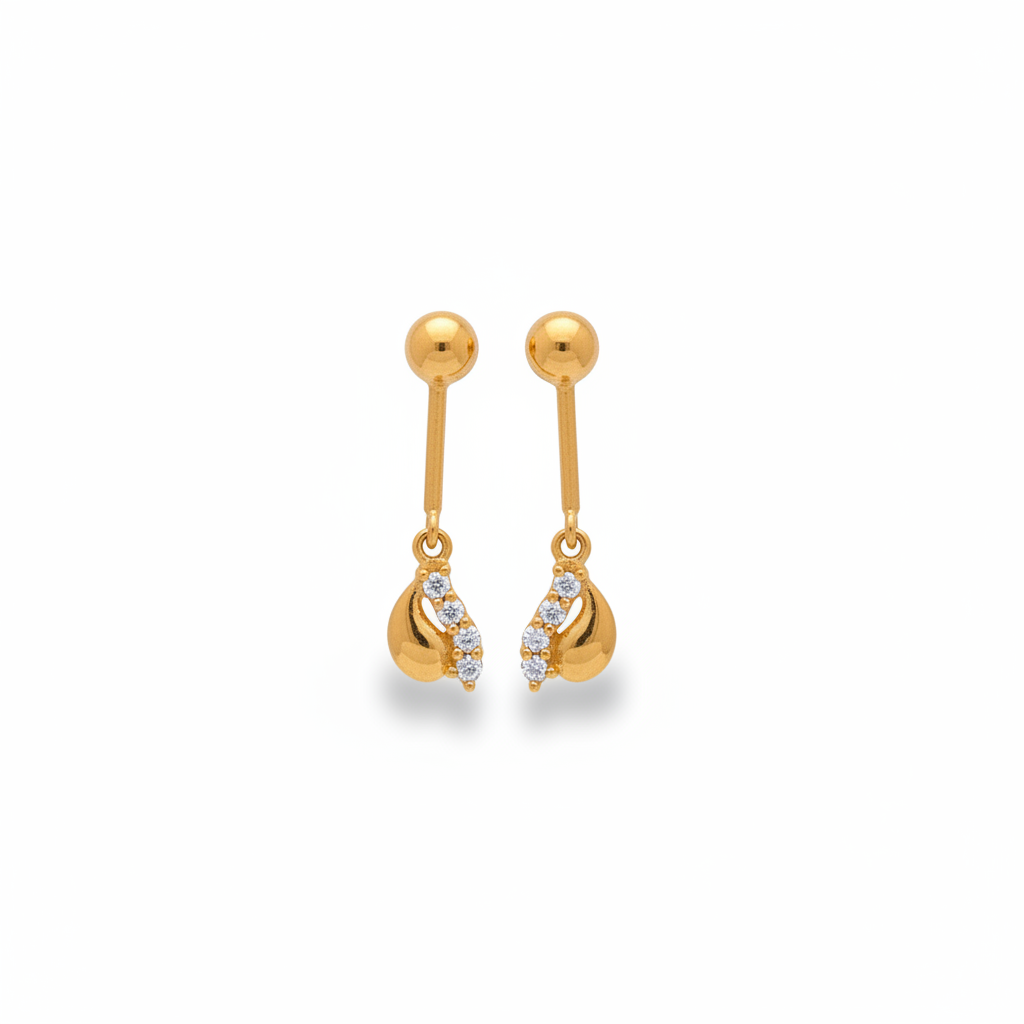 18kt Gold Coppu Bugudi Hoop Earrings - White Background
