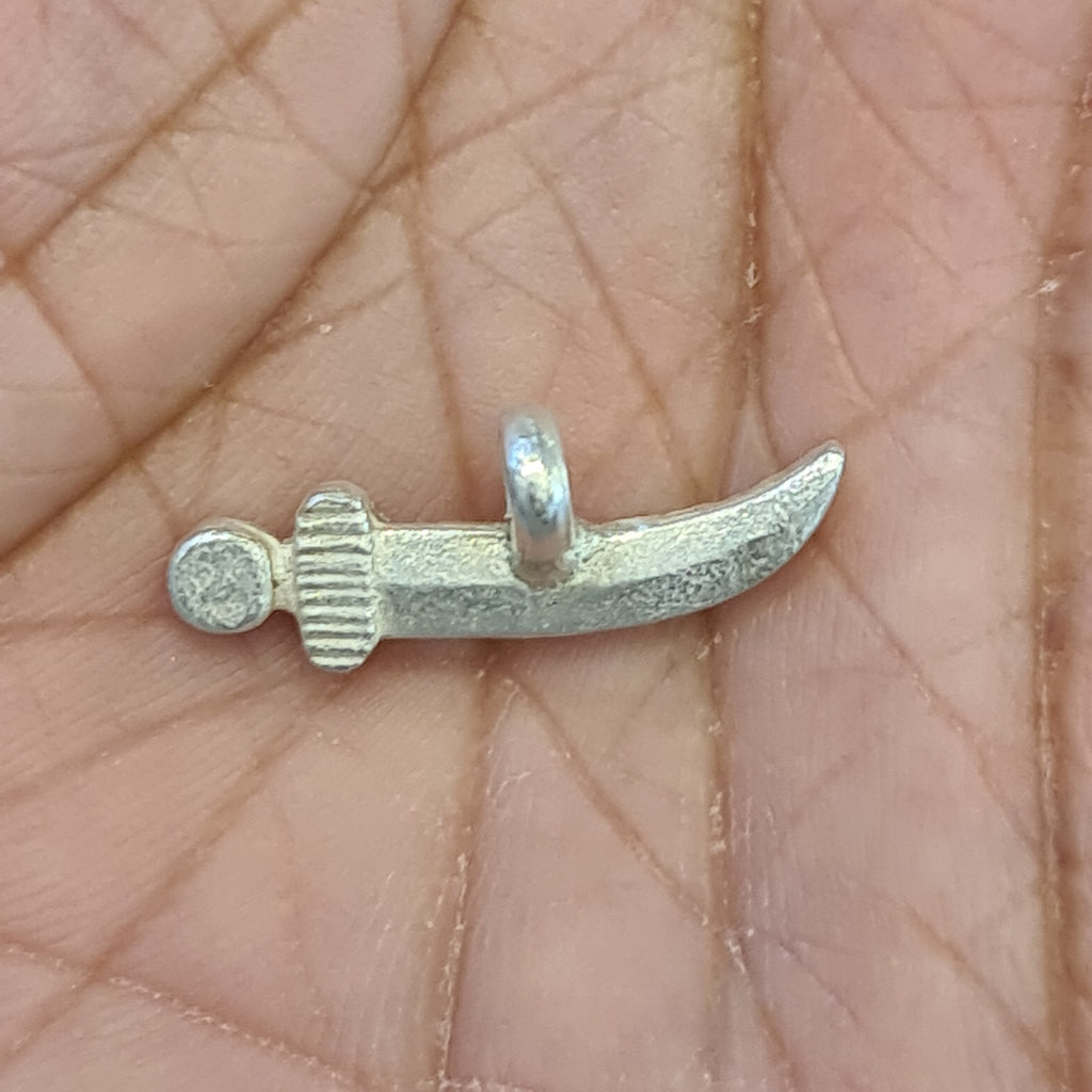 Silver Knife Sword Locket - Antique Finish Religious Pendant