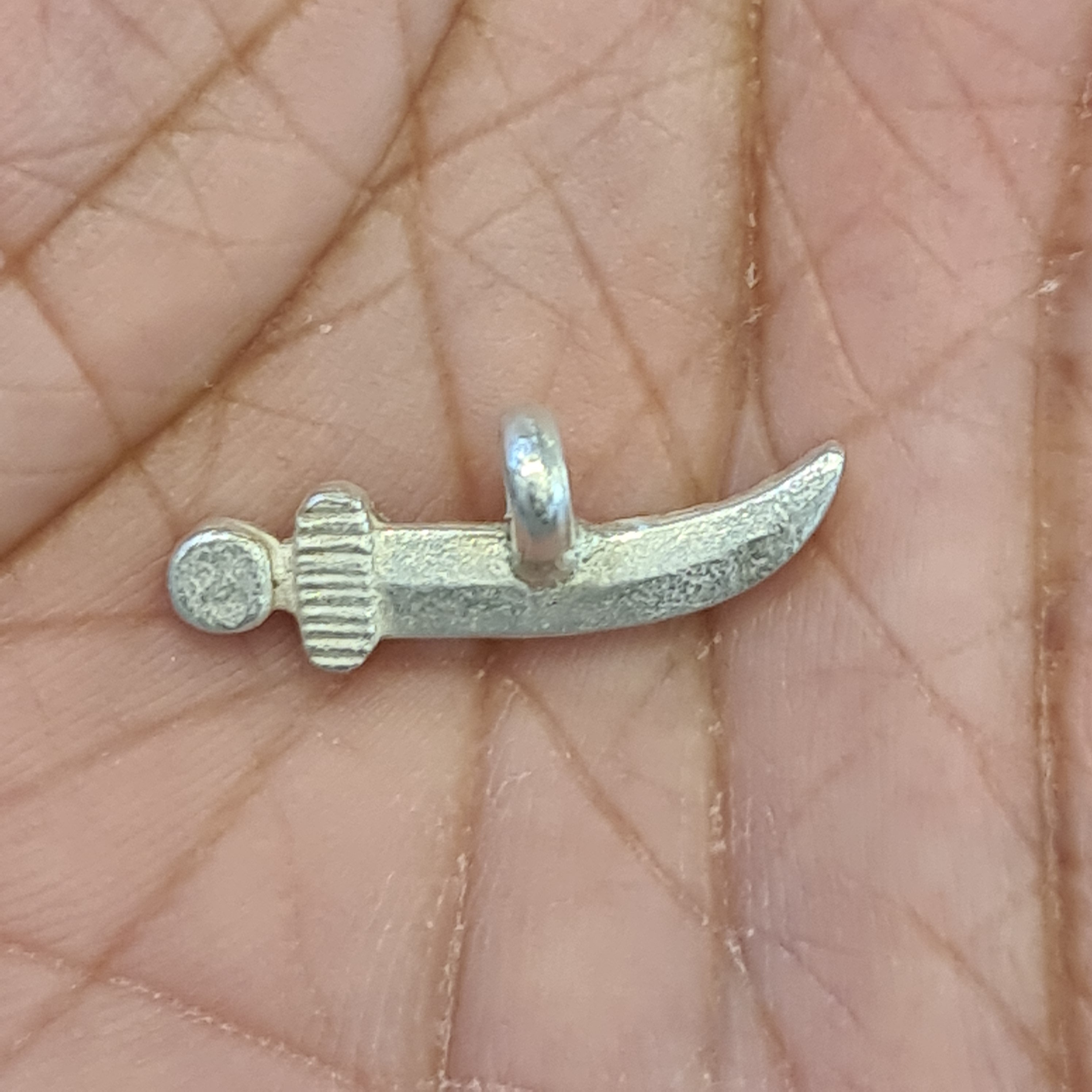 Silver Knife Sword Locket - Antique Finish Religious Pendant