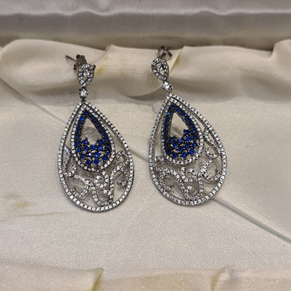"Sparkling Elegance: Dazzle in 92.5 Silver CZ Chandbali Earrings"