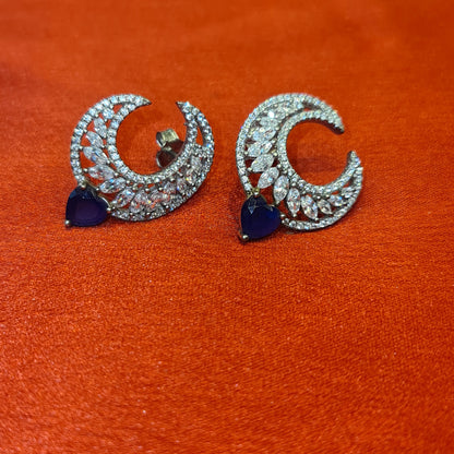 "Sparkling Simplicity: Captivating 92.5 Silver CZ Blue Studs Earrings"