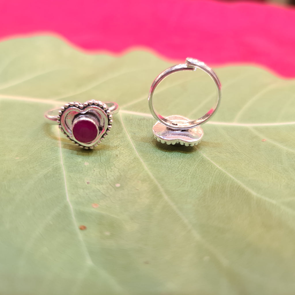 925 Sterling Silver Heart-Shaped CZ Toe Rings - Romantic Bichiya 6.6g