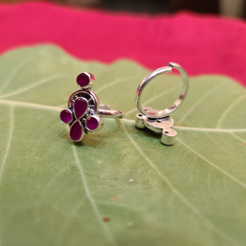 925 Sterling Silver Ruby Toe Rings - Glamorous Bridal Bichiya 8.6g
