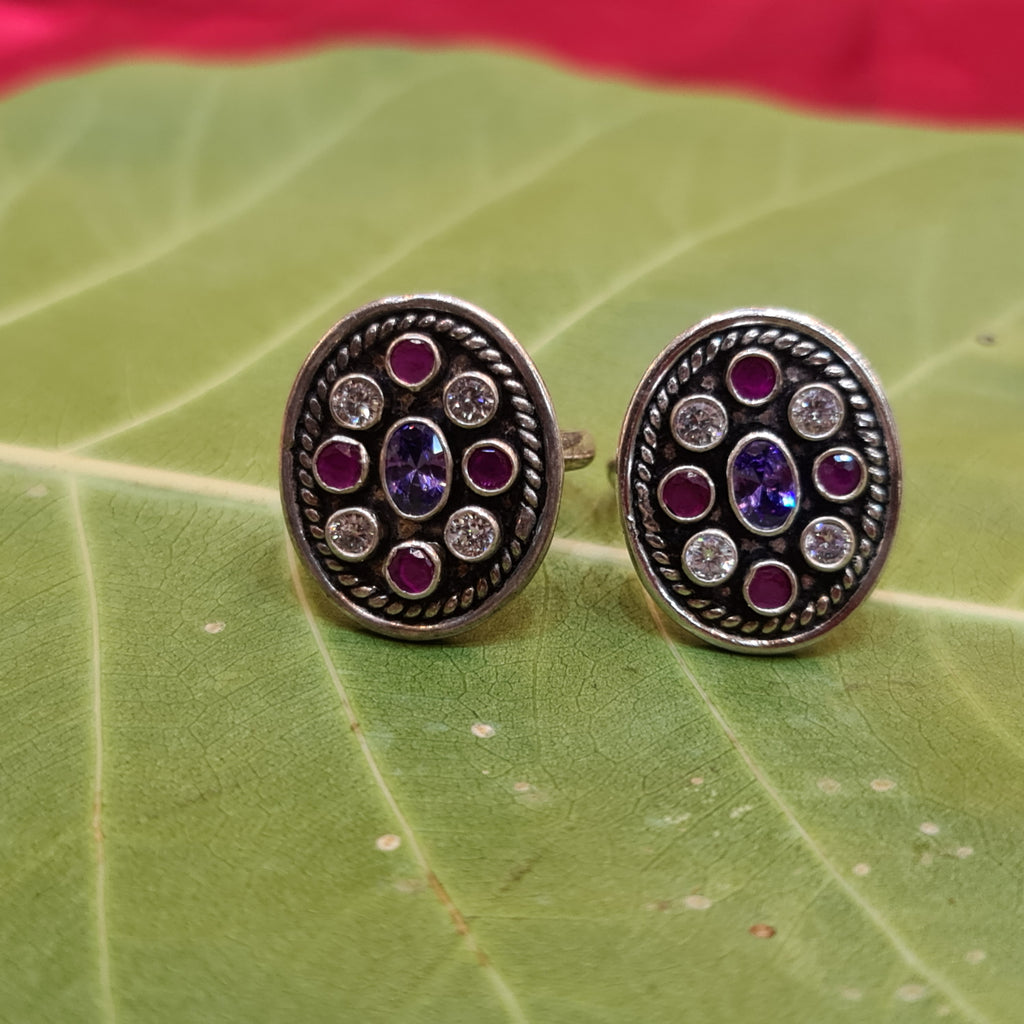 925 Sterling Silver Ruby Emerald Toe Rings - Majestic Gemstone Bichiya 12.8g