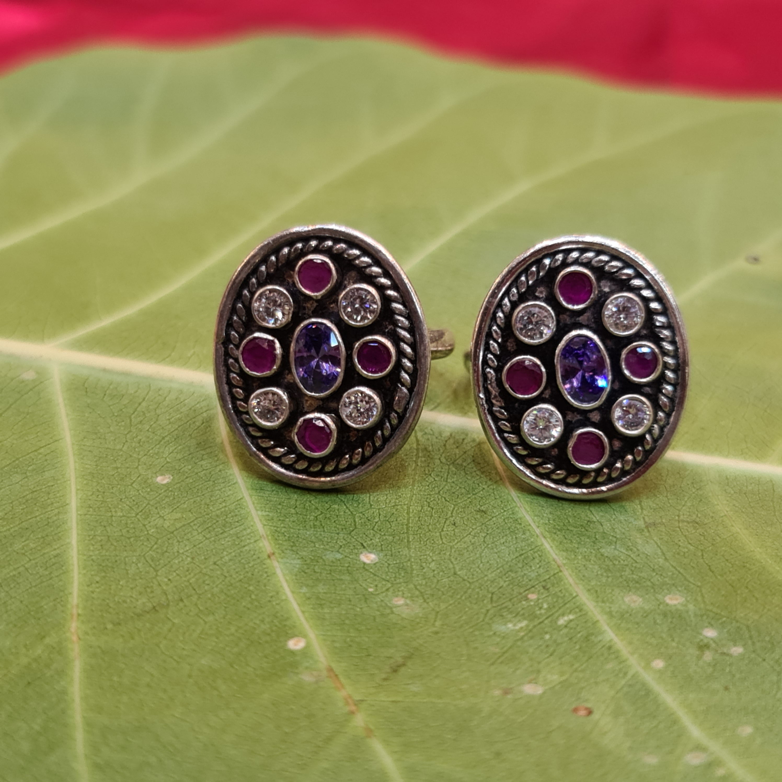 925 Sterling Silver Ruby Emerald Toe Rings - Majestic Gemstone Bichiya 12.8g