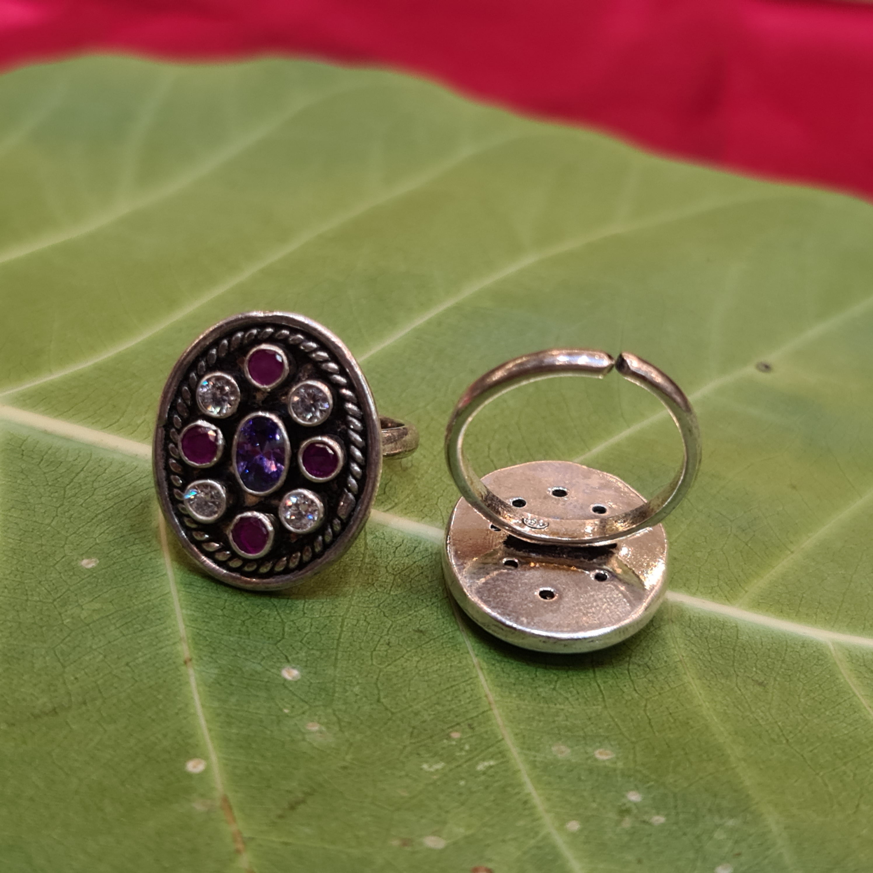 925 Sterling Silver Ruby Emerald Toe Rings - Majestic Gemstone Bichiya 12.8g