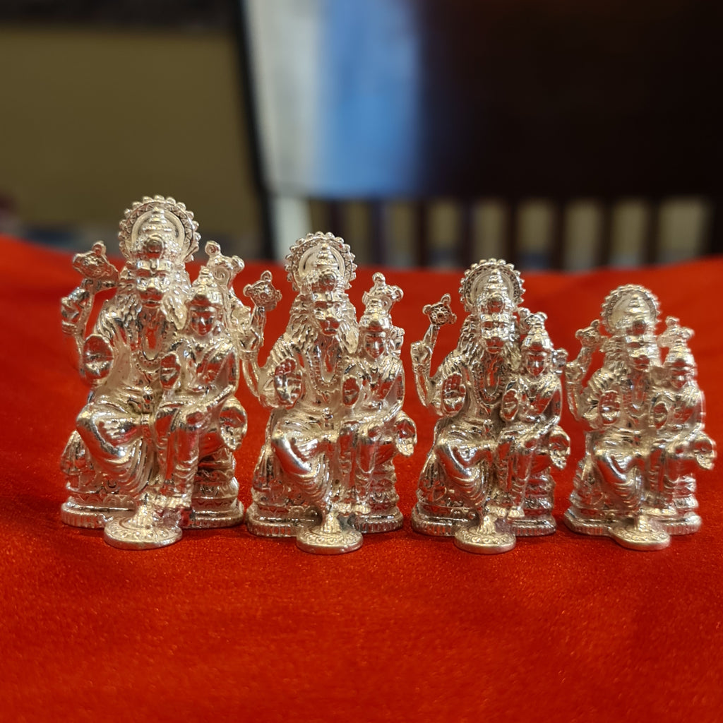Pure Silver Lakshmi Narasimha Swami Idol - Handcrafted Deity Statue