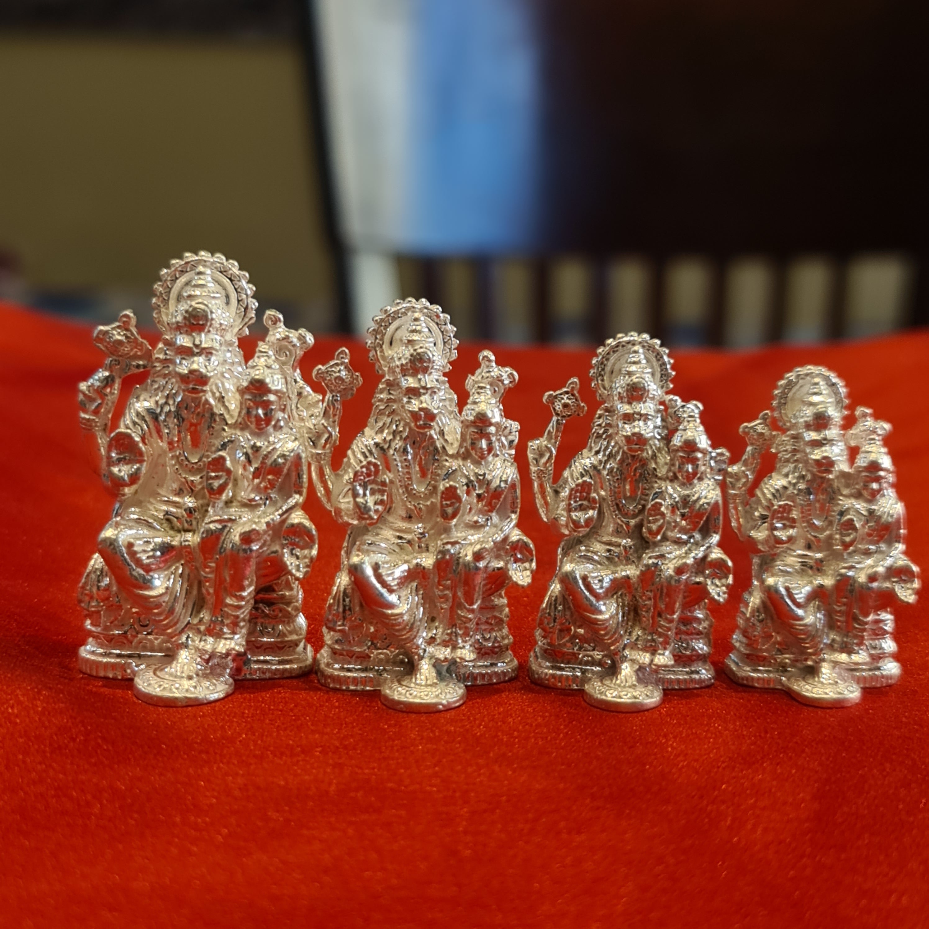 Pure Silver Lakshmi Narasimha Swami Idol - Handcrafted Deity Statue