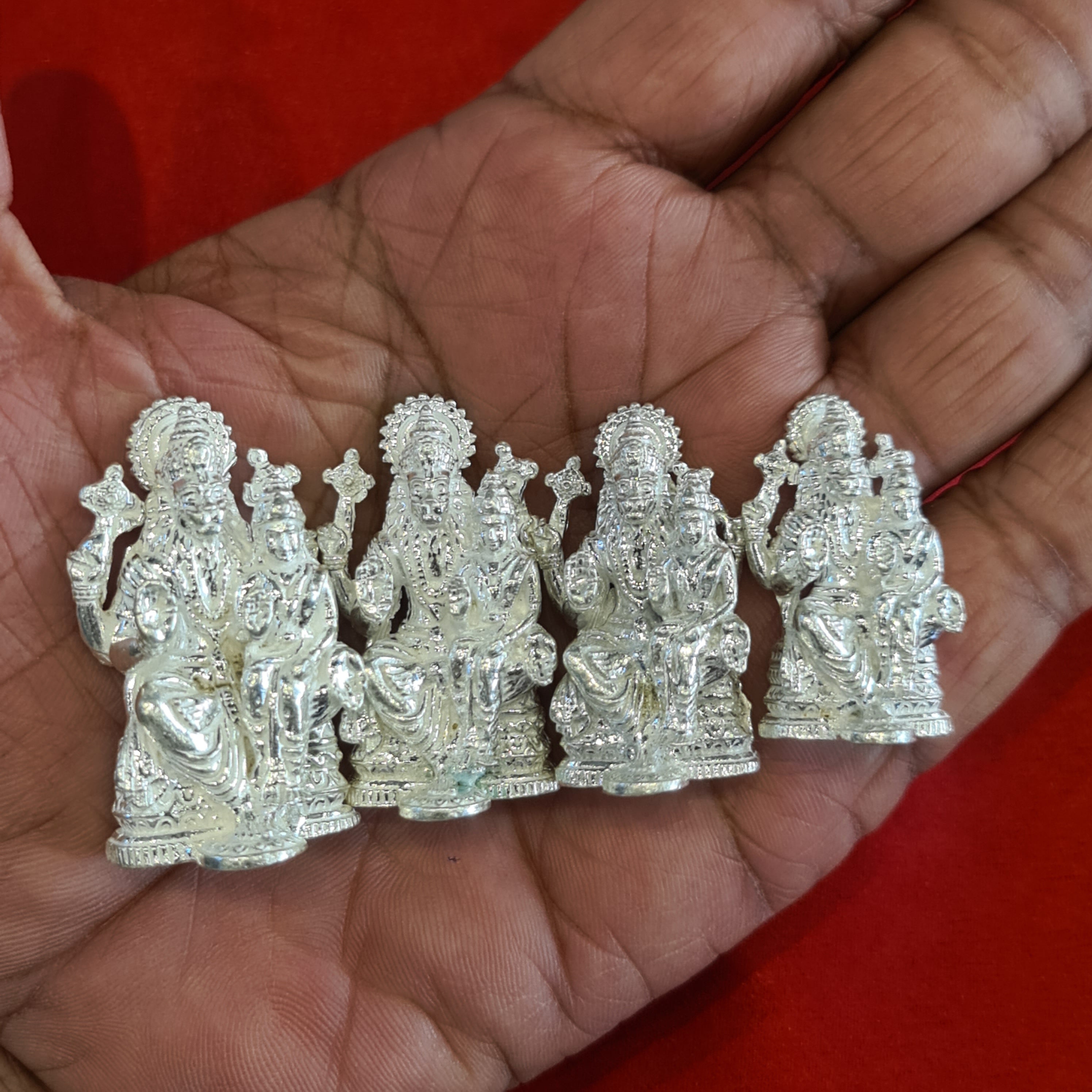 Pure Silver Lakshmi Narasimha Swami Idol - Handcrafted Deity Statue