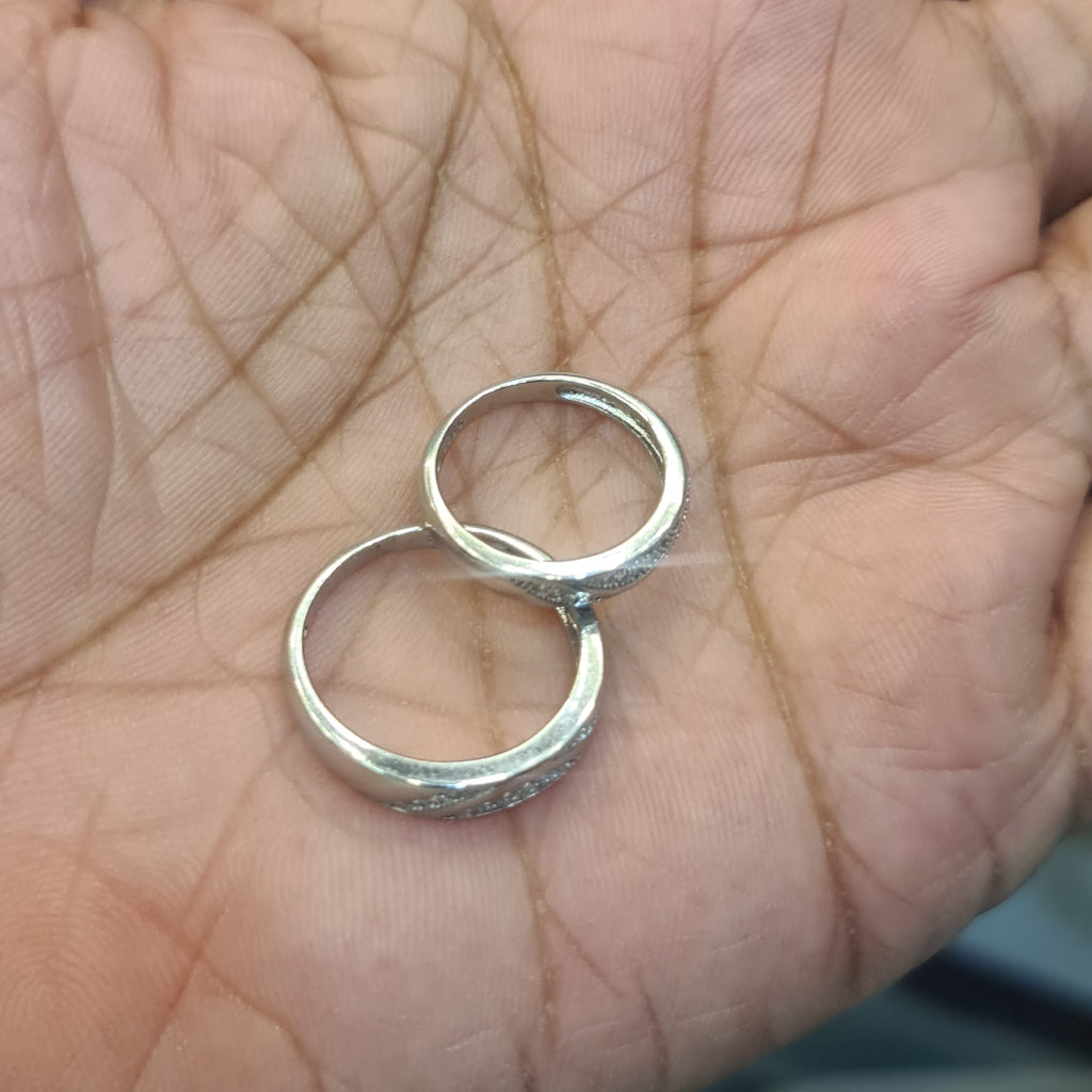 Stunning 92.5 Sterling Silver Couple Rings - Sparkling Matching Set