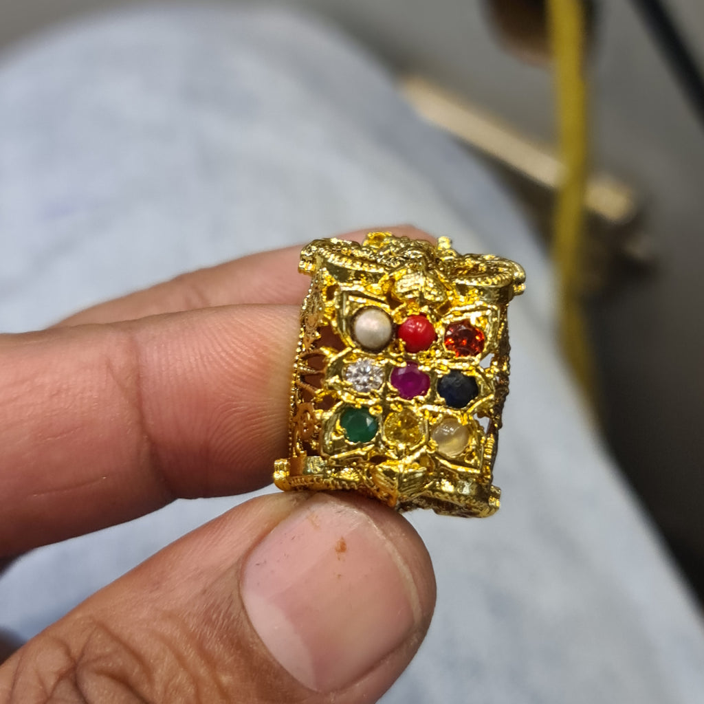 Embrace Elegance: The Exquisite 92.5 Silver Navratna-Embedded Balaji Ring for Men