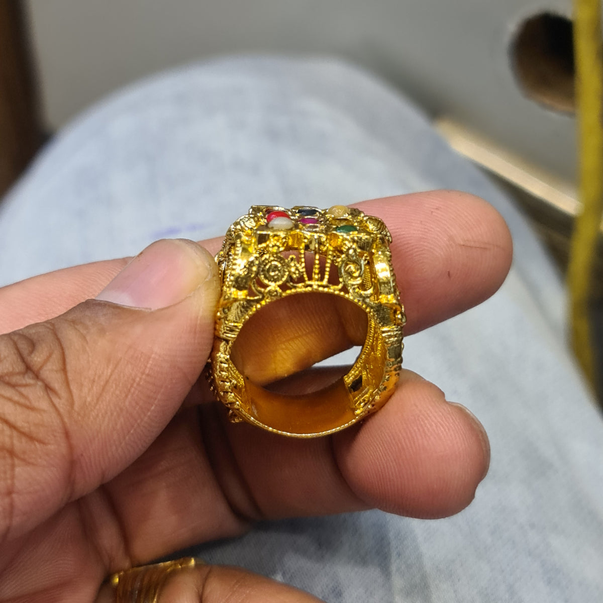 Embrace Elegance: The Exquisite 92.5 Silver Navratna-Embedded Balaji Ring for Men