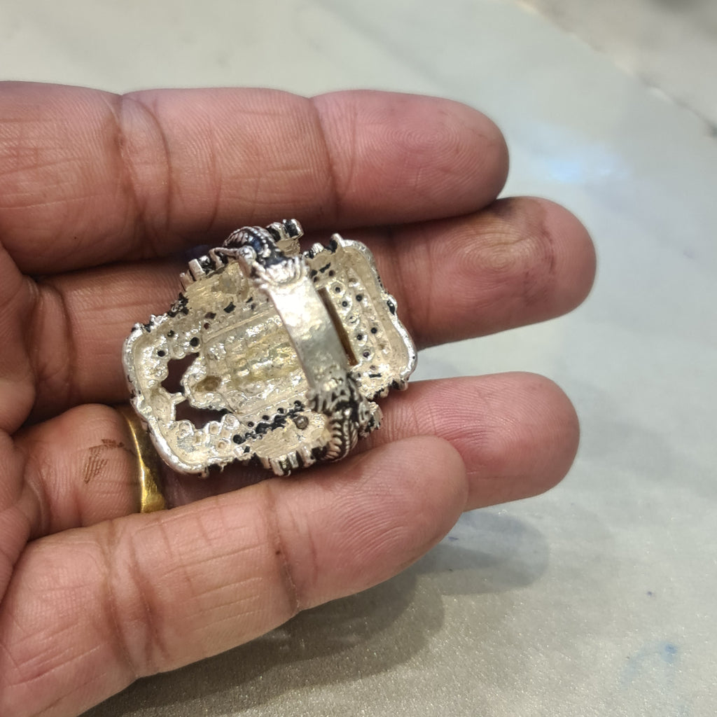 Asp Handcrafted Pure Silver Lord Balaji Ring With Vishnu Vishwaroop for Men