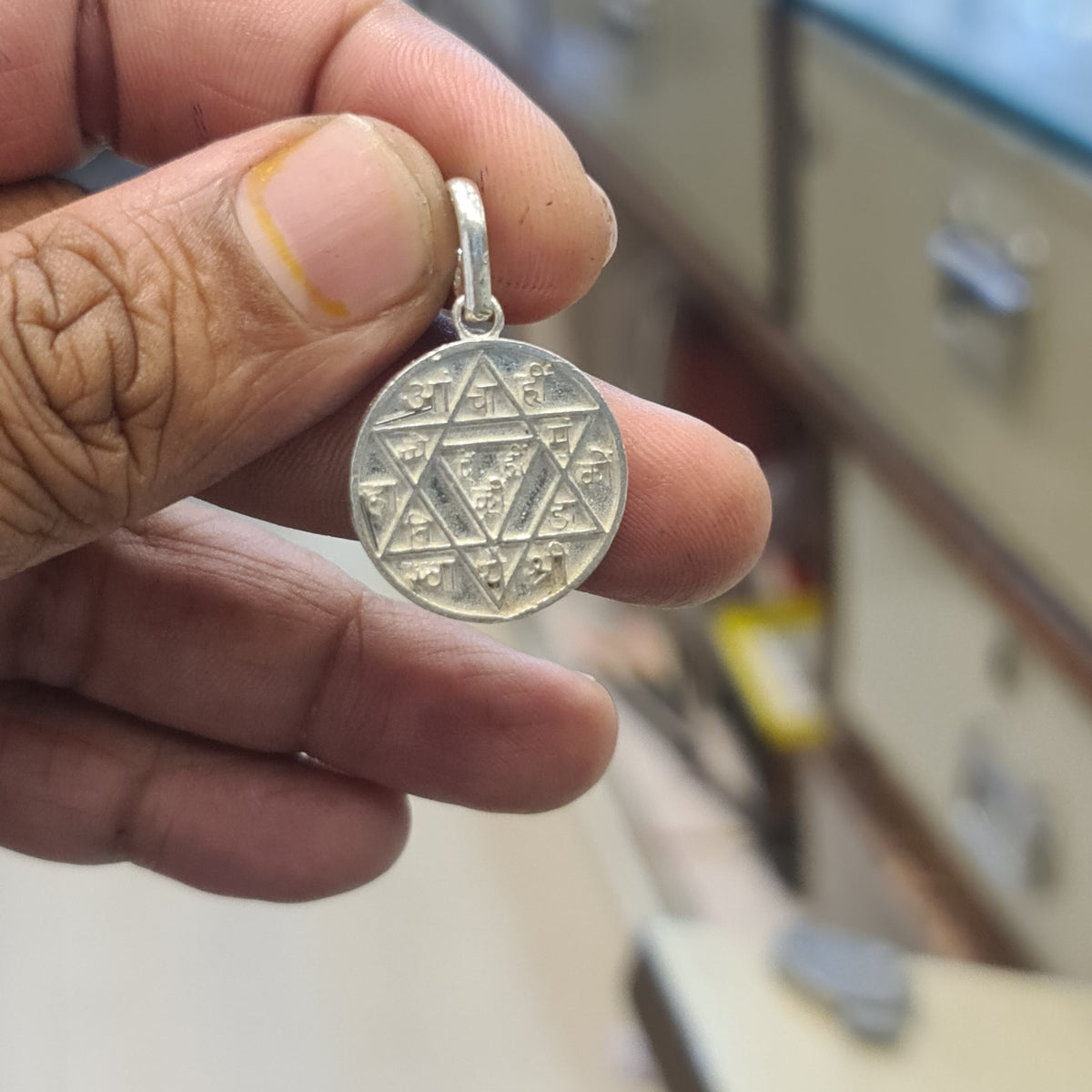 Pure Silver Durga Mata Locket with Durga Bisa Yantra