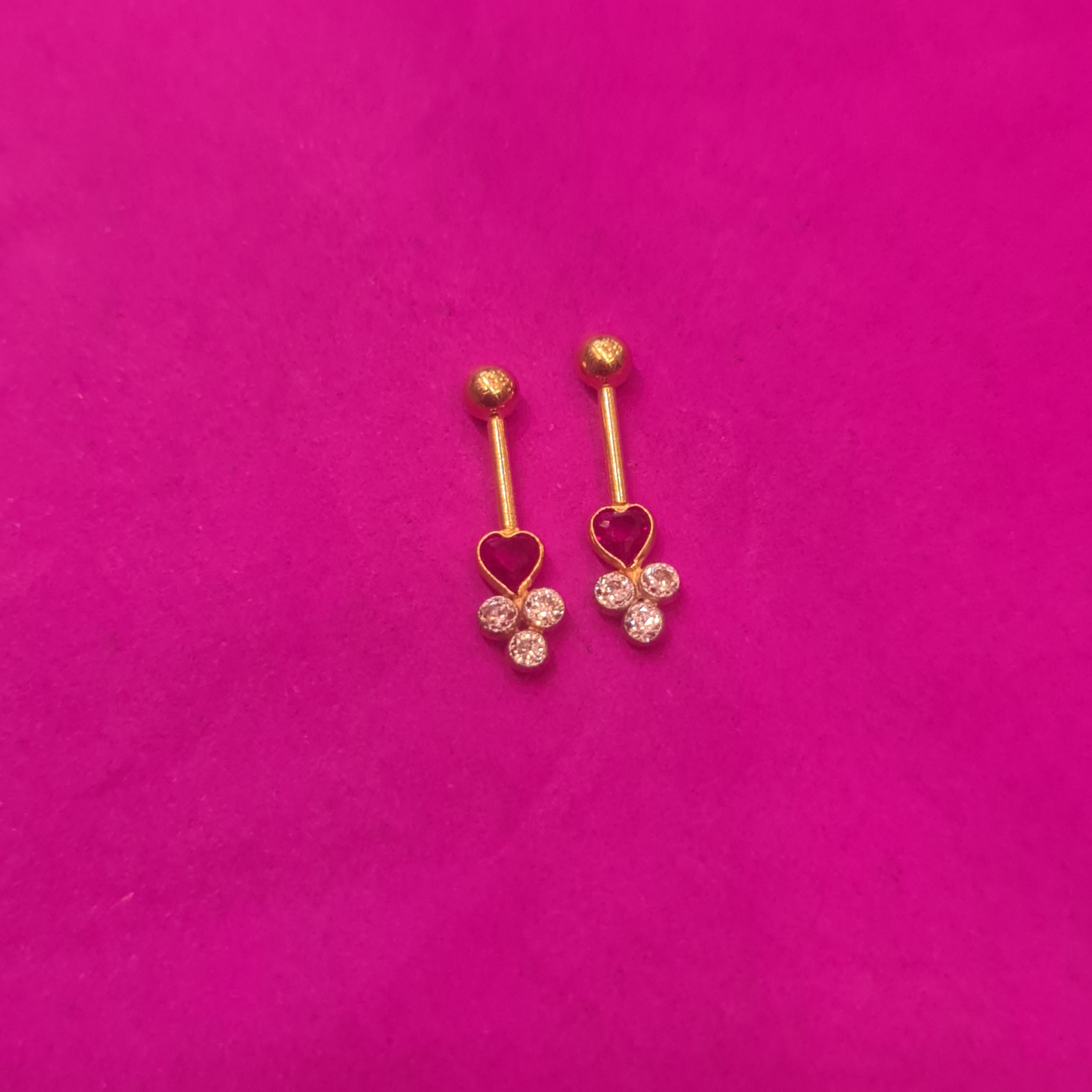 Lightweight 18kt Gold Bugudi Heart-Shaped Earring